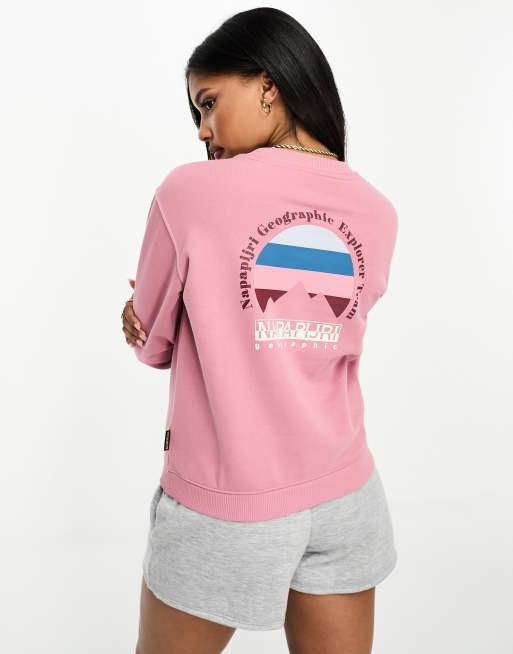 Sudadera rosa con estampado en la espalda de felpa Rope de Napapijri