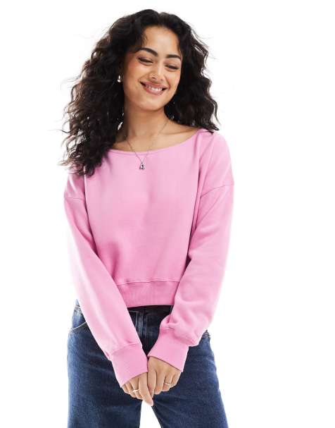 Sudadera rosa de corte boyfriend con escote Bardot de Hollister - view 1