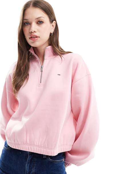 Sudadera rosa de corte cuadrado con media cremallera de Tommy Jeans - view 1