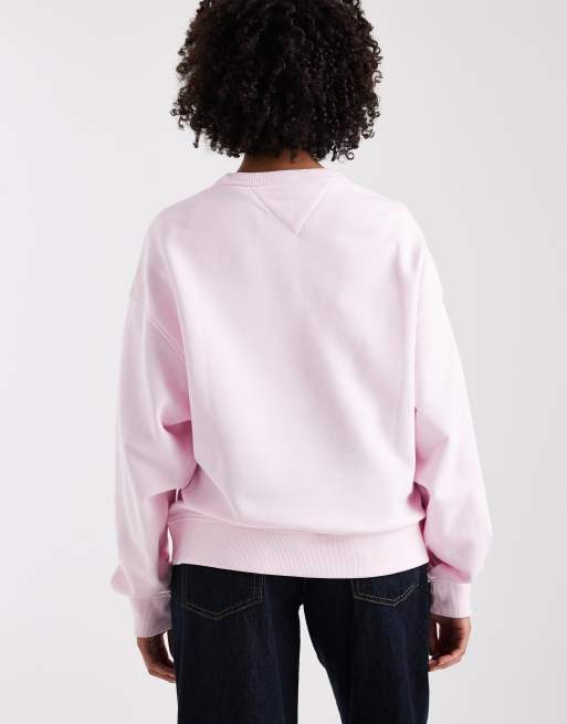 Sudadera rosa de corte cuadrado con parche de Tommy Jeans, 4 de 4