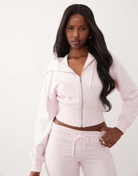 Sudadera rosa de corte slim con capucha y cremallera Mix & Match de Gina Tricot - view 1