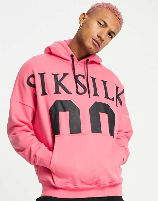 Sudadera rosa deportiva extragrande capucha de SikSilk ASOS