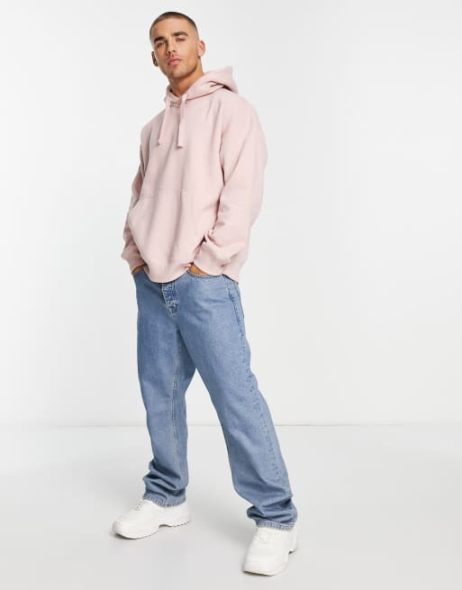 Sudadera rosa extragrande con capucha de tejido grueso de Topman 