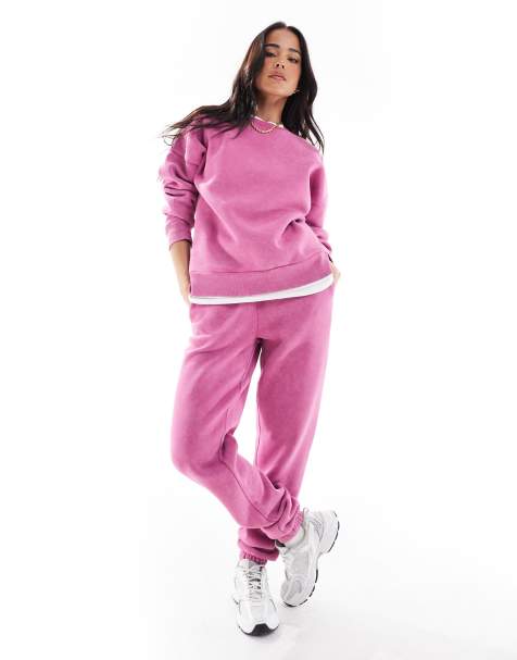 Sudadera rosa extragrande con lavado ácido de Miss Selfridge (parte de un conjunto) - view 1