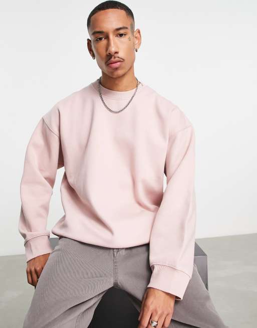 Sudadera rosa extragrande de tejido grueso de Topman