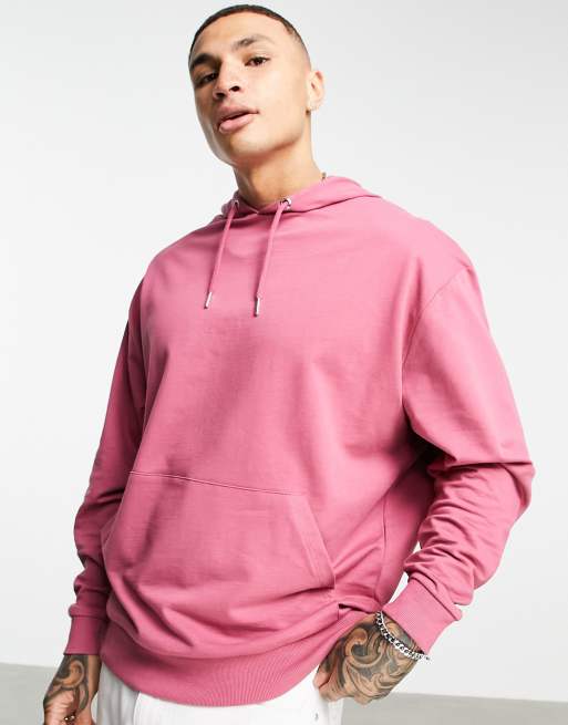 Sudadera rosa extragrande ligera con capucha de ASOS DESIGN
