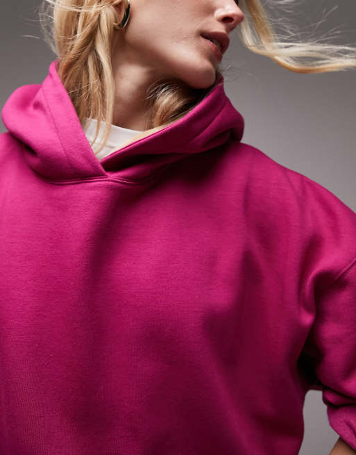 Sudadera rosa fucsia extragrande con capucha premium de Topshop ASOS