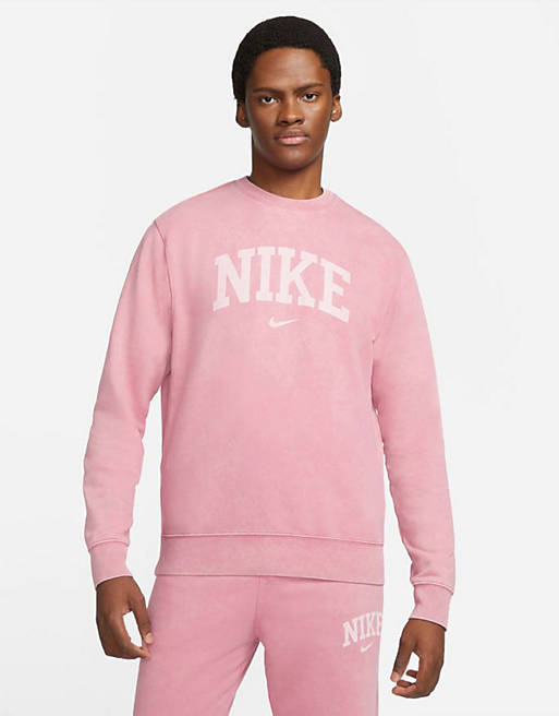 Hombre Sudaderas con y sin Capucha Deportivas | Sudadera rosa lavada con logo retro arqueado Retro Arch de Nike - LZ40923