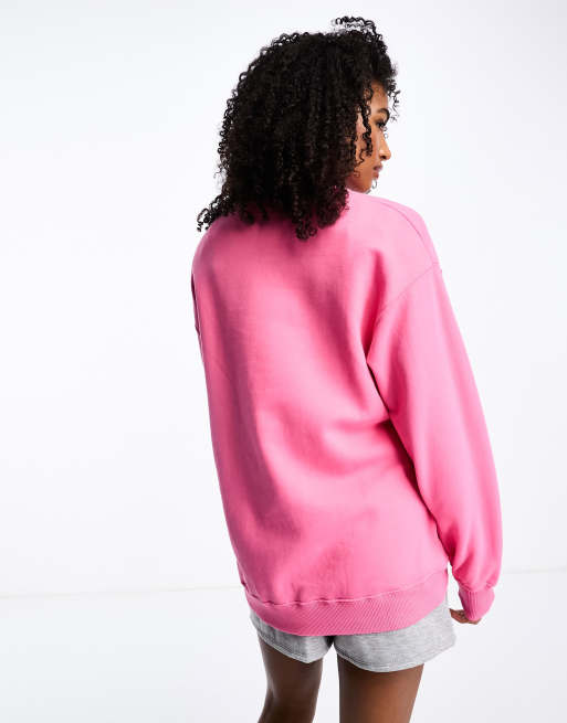 Sudadera rosa luminoso con logo pequeño de Hollister, 4 de 4
