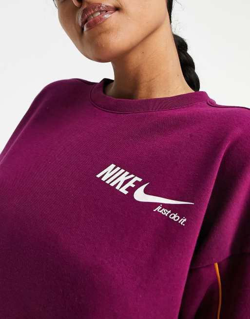 Sudadera rosa oscuro con cuello redondo Get Fit de Nike Training