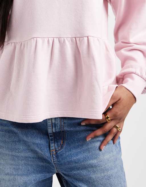Sudadera rosa pálido con volante en el bajo de Miss Selfridge, 2 de 4