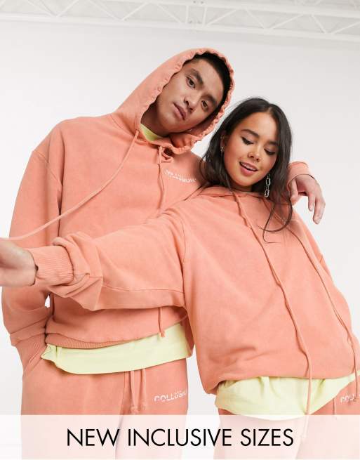 Sudadera unisex extragrande con capucha en naranja de COLLUSION