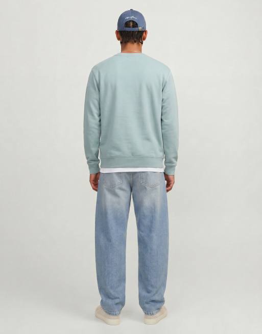 Sudadera verde aguamarina con logo de texto de Jack & Jones, 2 de 4