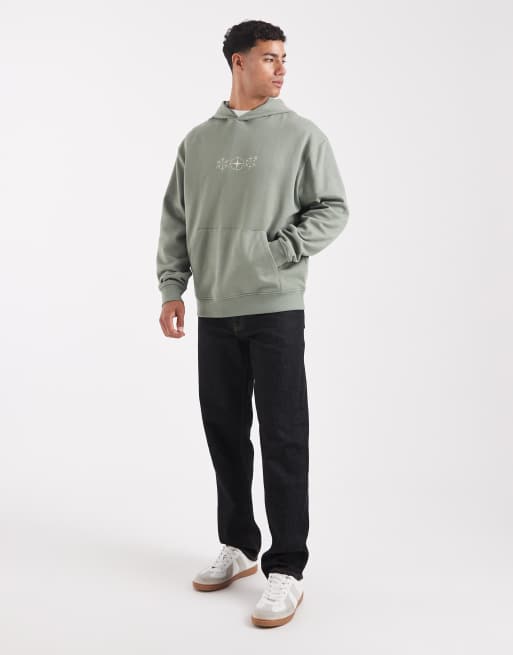Sudadera verde claro con capucha y estampado celestial de ASOS DESIGN, 2 de 5