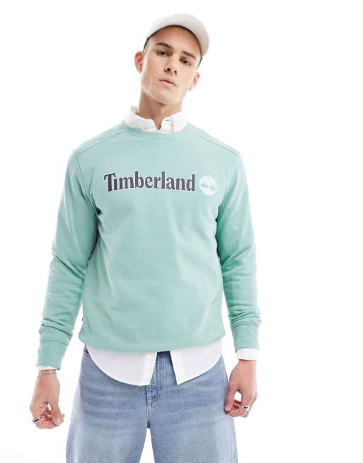 Sudadera verde claro con logo de texto grande de Timberland