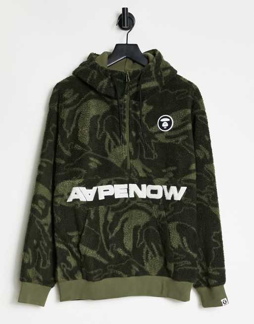 Sudadera verde con capucha de felpa Now Boa de AAPE BY A BATHING APE®