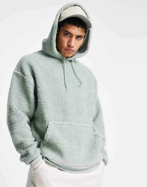 Sudadera verde con capucha extragrande de borreguito estilo peluche de ASOS DESIGN 
