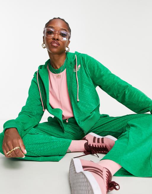 Sudadera verde con capucha y cremallera de velour adicolor 70s de adidas Originals