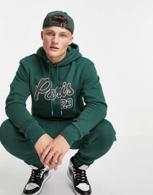 Sudadera verde con capucha y diseño del Paris Saint-Germain de felpa de Nike Jordan