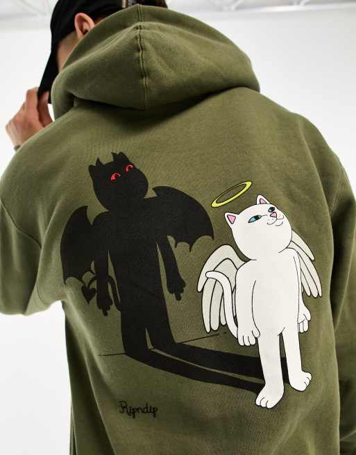 Sudadera verde con capucha y estampado en el pecho y espalda Shadow Friend de Rip N Dip