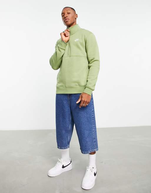 Sudadera verde con cremallera corta de Nike Club, 4 de 4