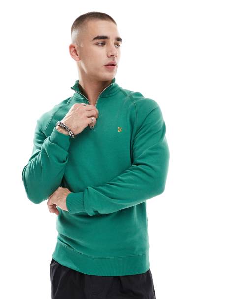 Sudadera verde con cremallera corta Jim de Farah - view 1