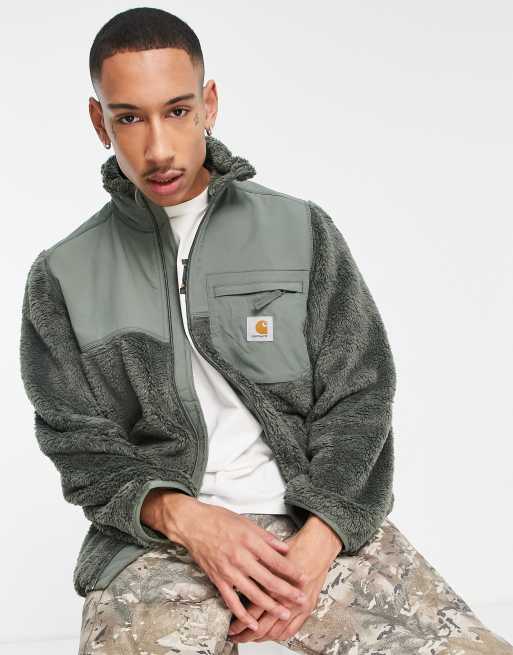 Sudadera verde con cremallera de felpa efecto pelo Jackson de Carhartt WIP, 3 de 4
