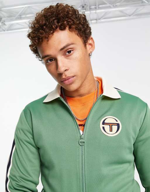 Sudadera verde con cremallera y detalle del logo bouclé de Sergio Tacchini | ASOS