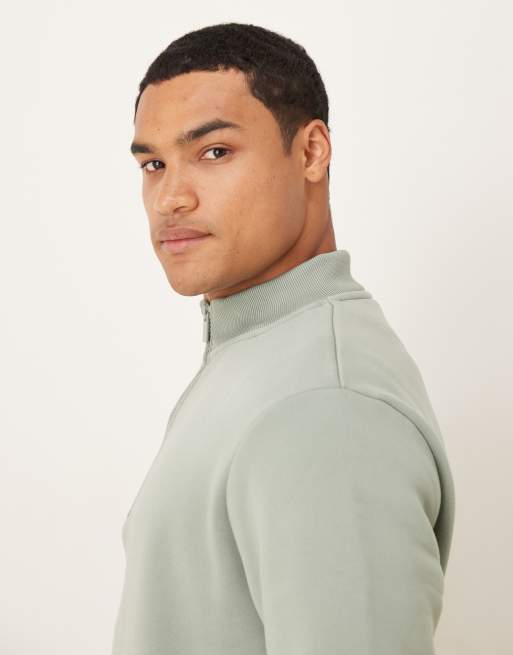 Sudadera verde con cuello alzado y cremallera corta de Brave Soul, 4 de 5