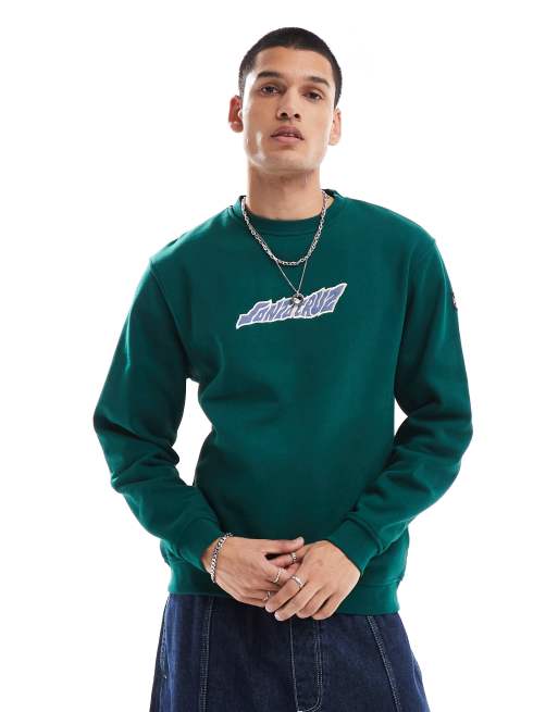 Sudadera verde con cuello redondo y logo Creep Crew de Santa Cruz