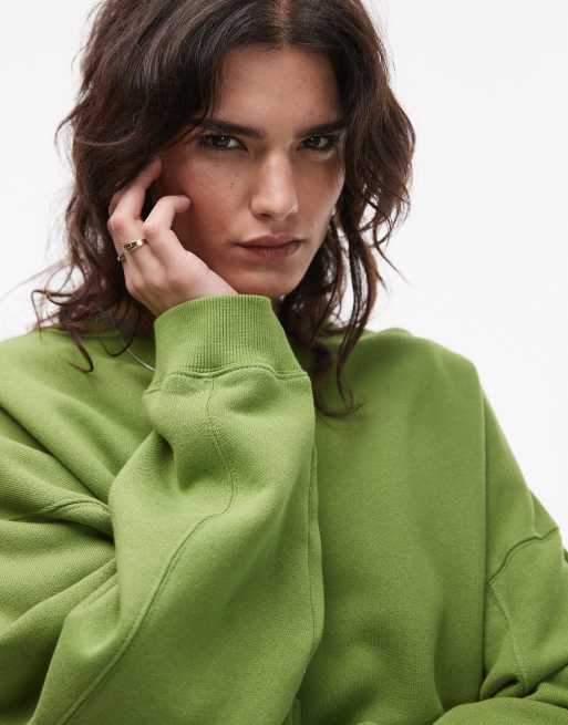Sudadera verde con detalle de costura premium de Topshop, 3 de 4