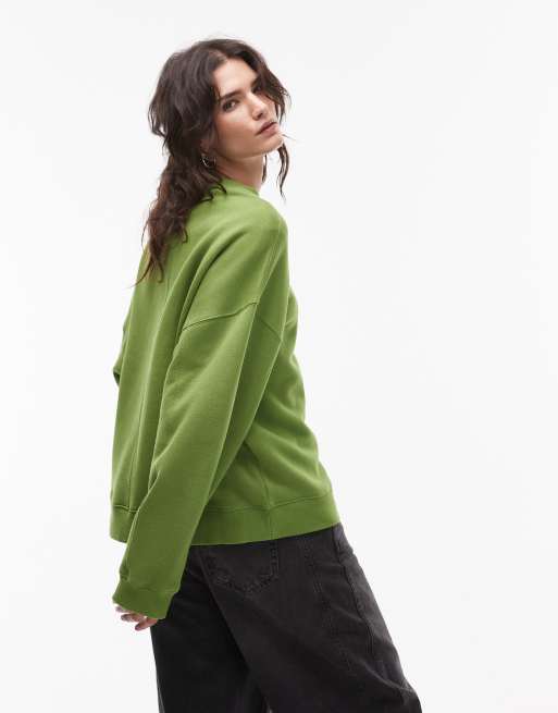 Sudadera verde con detalle de costura premium de Topshop, 4 de 4