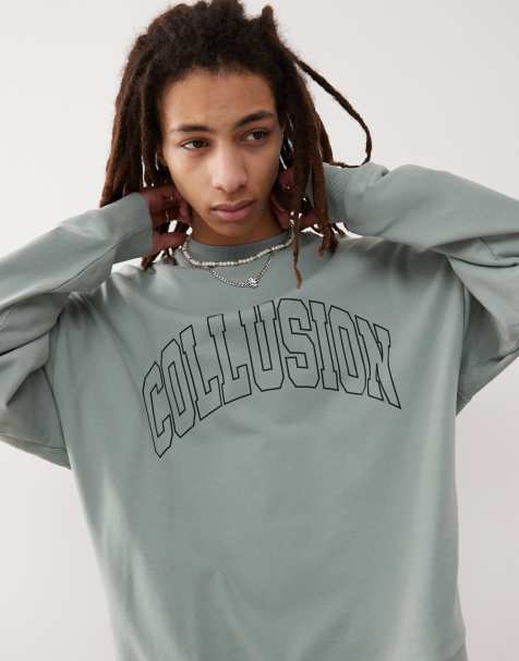 Sudadera verde con detalle estampado estilo universitario de COLLUSION (parte de un conjunto) - view 1
