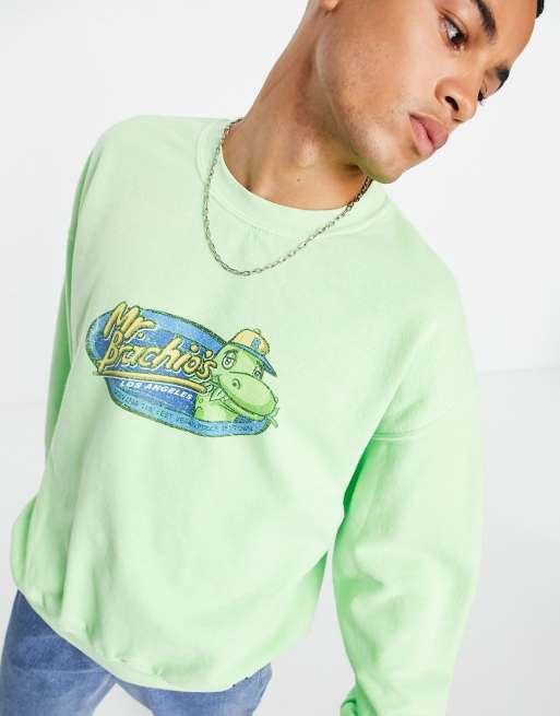 Sudadera verde con dise o de pizza vegana Mr Brachio s de Vintage