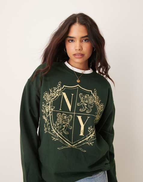 Sudadera verde con estampado gráfico de Nueva York de Miss Selfridge - view 1