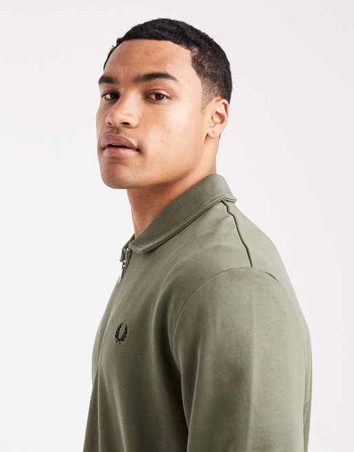 Sudadera verde con estampado gráfico del logo y cremallera corta Light Box de Fred Perry, 4 de 5