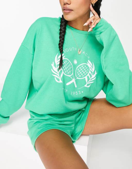 Sudadera verde con logo de tenis de South Beach 