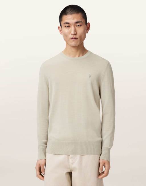 Sudadera verde empolvado con cuello redondo de lana de merino Mode de AllSaints, 5 de 7