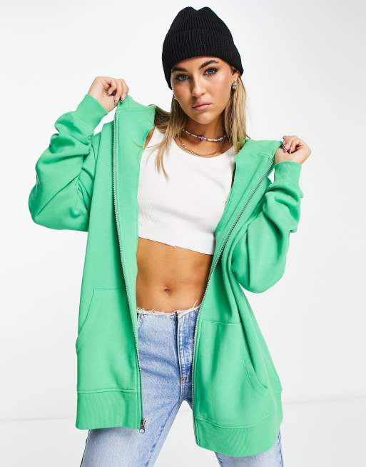 Sudadera verde extragrande con capucha y cremallera de ASOS DESIGN