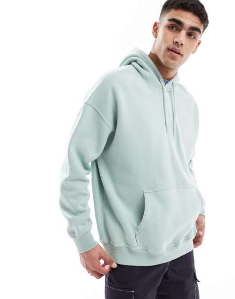 Sudadera verde extragrande con capucha y detalle del logo de Hollister - view 1