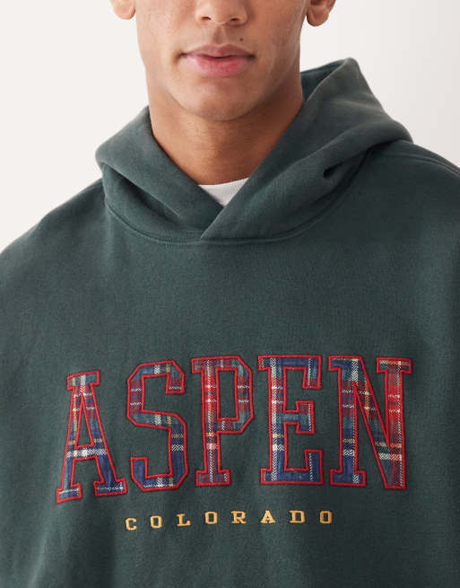 Sudadera verde extragrande con capucha y estampado gráfico de Colorado de Abercrombie & Fitch, 5 de 5