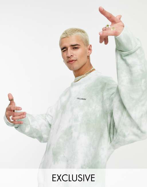 Sudadera verde extragrande con efecto tie dye de COLLUSION (parte de un conjunto)