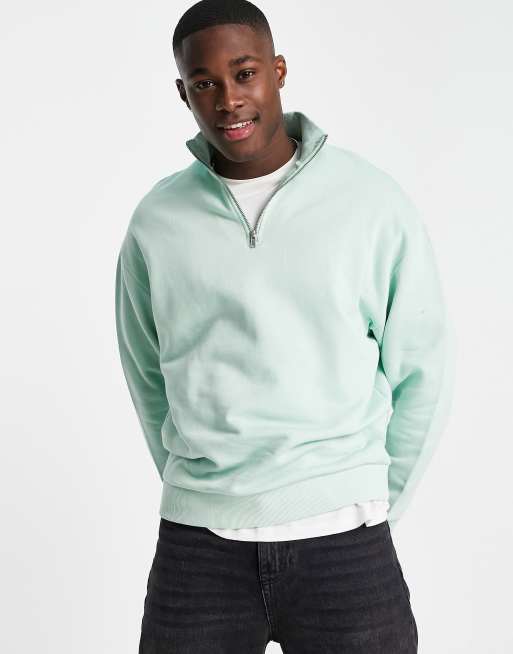 Sudadera verde extragrande con media cremallera de ASOS DESIGN