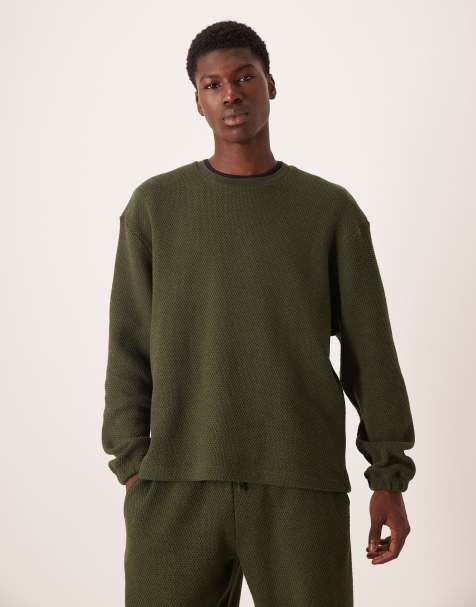 Sudadera verde extragrande de tejido grueso texturizado de 400 g/m² de ASOS DESIGN (parte de un conjunto) - view 1