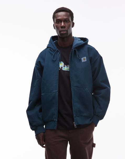 Sudadera verde lavado extragrande con capucha y cremallera Vista de Carhartt WIP - view 1