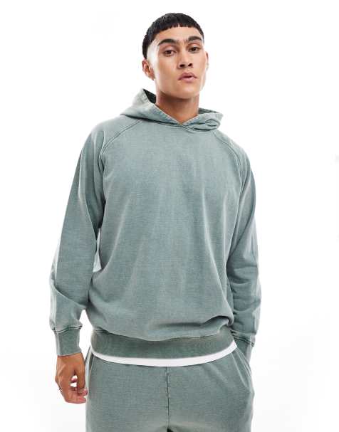 Sudadera verde lavado extragrande con capucha y mangas raglán de ASOS DESIGN (parte de un conjunto) - view 1
