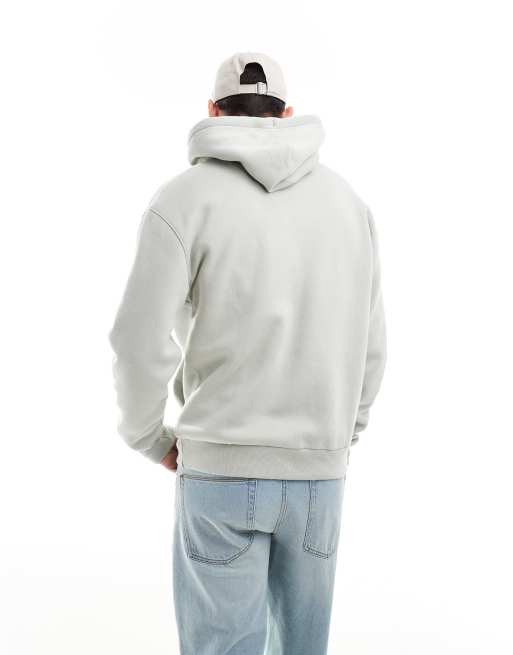 Sudadera verde medio holgada con capucha y logo de icono de Hollister, 3 de 4
