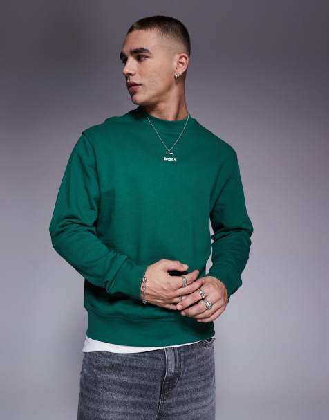 Sudadera verde medio holgada con logo en la parte central del pecho WeSmallcrew de BOSS Orange - view 1