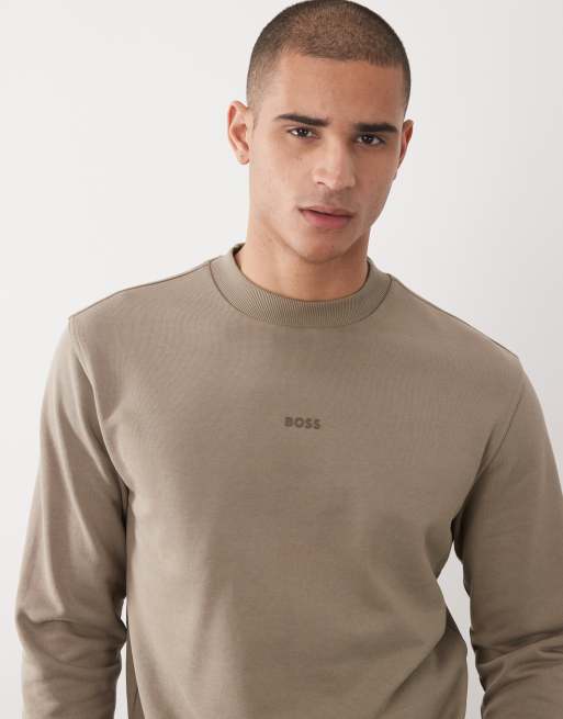 Sudadera verde medio holgada con logo en la parte central del pecho WeSmallcrew de BOSS Orange, 3 de 5