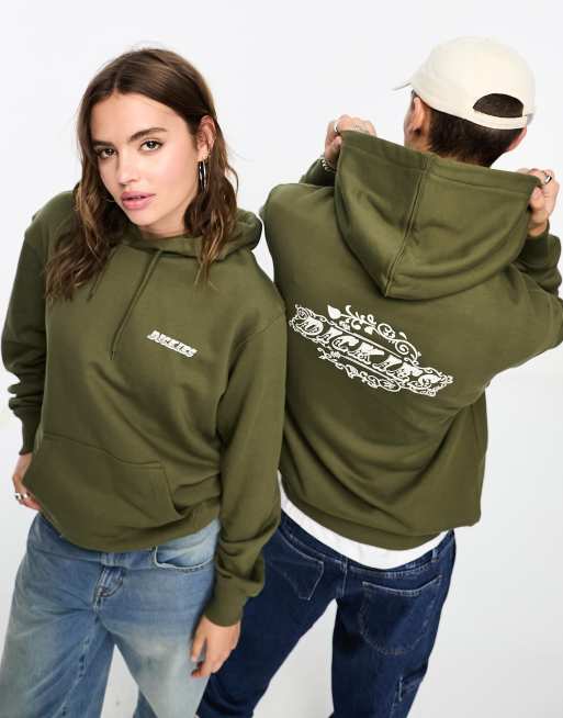 Sudadera verde militar con capucha y estampado en la espalda Sandy Level de Dickies